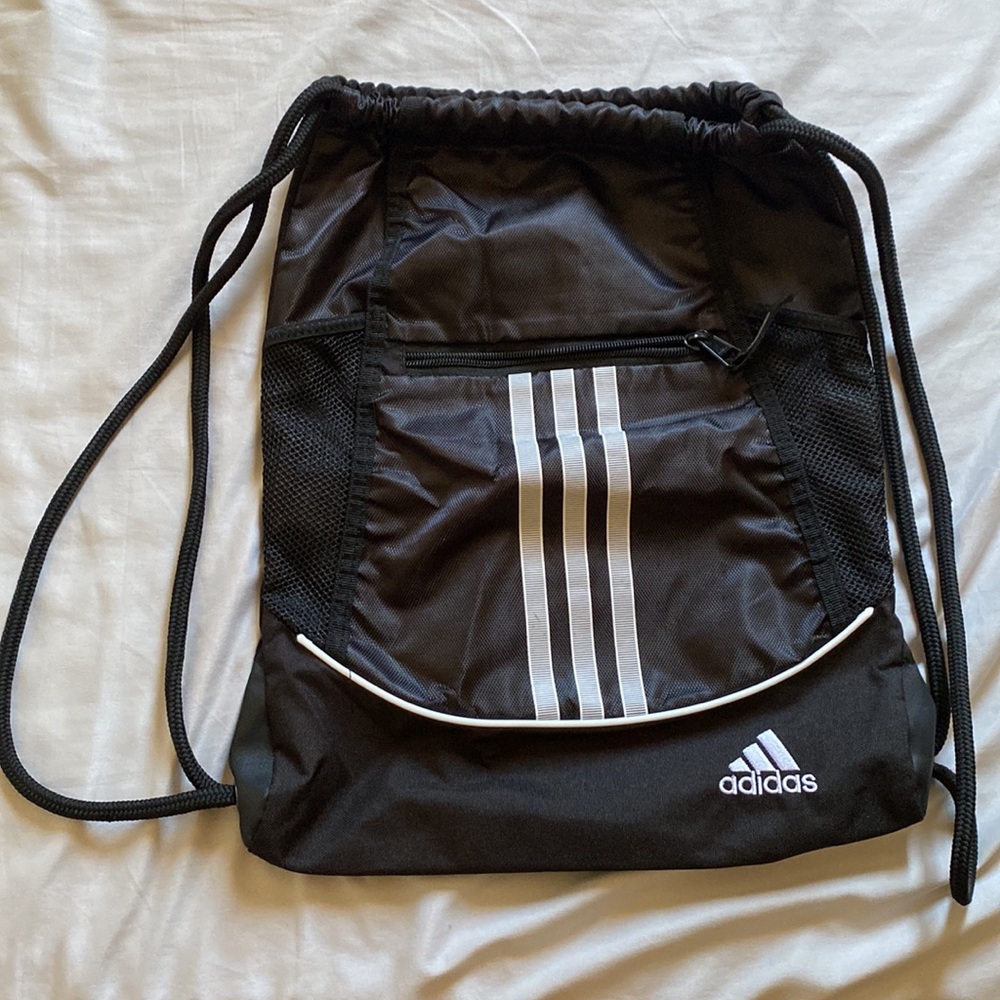 adidas Black and White Drawstring Backpack - Picture 4 of 5